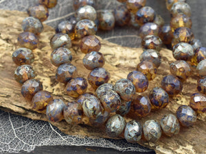 Picasso Beads - Rondelle Beads - Czech Glass Beads - Czech Rondelles - Firepolish Beads - 25pcs - 5x7mm - (327)