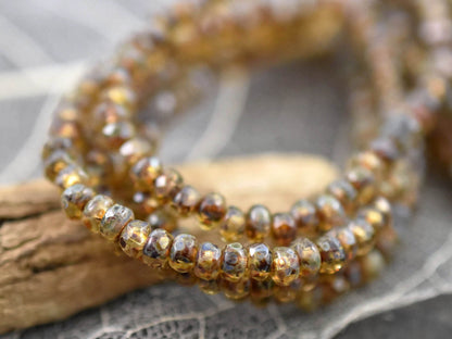 Czech Glass Beads - Micro Spacers - Spacer Beads - Picasso Bead - Glass Spacers - 2x3mm - 50pcs - (1915)