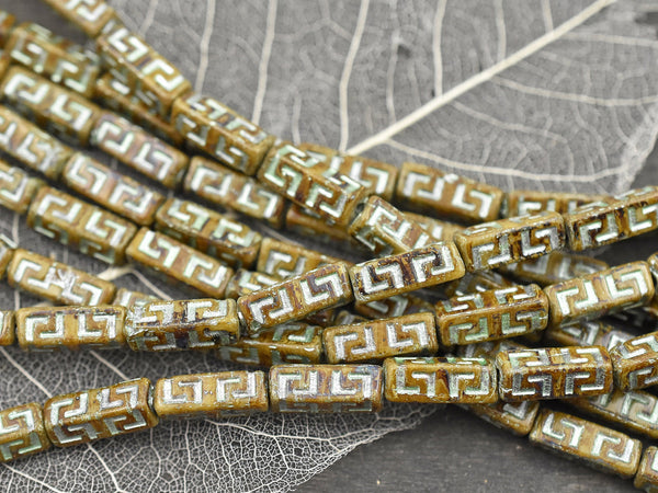 Picasso Beads - Czech Glass Beads - Tube Beads - Celtic Beads - Stick Beads - 15x5mm - 12pcs (3930)