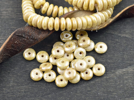 Picasso Beads - Czech Glass Beads - Glass Spacer Bead - Picasso Beads - Rondelle Beads - 6x2mm - 50pcs - (1136)