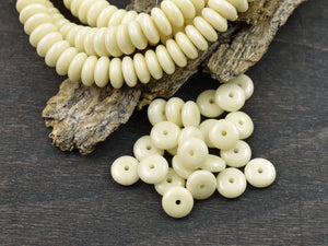 Czech Glass Beads - Glass Spacer Bead - Ivory Spacers - Rondelle Beads - 6x2mm - 50pcs - (4675)