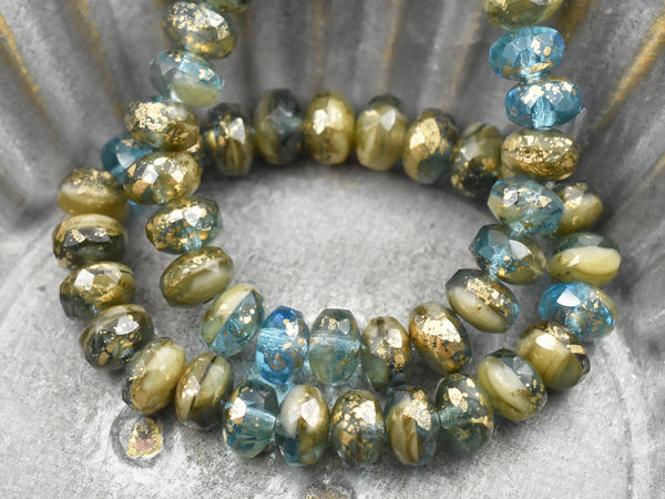 Czech Glass Beads - Rondelle Beads - Picasso Beads - Czech Rondelles - Firepolish Beads - 25pcs - 5x7mm - (5581)