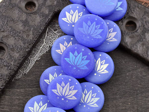 Czech Glass Beads - Laser Etched Beads - Lotus Flower Beads - Tattoo Beads - Picasso Beads - 17mm - 8pcs - (5874)