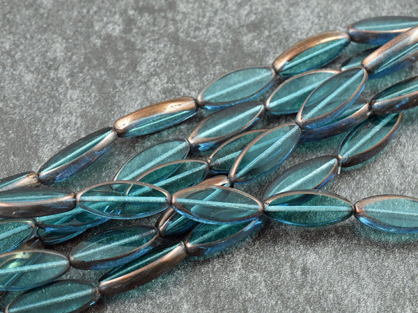 Czech Glass Beads - Picasso Beads - Spindle Beads - Oval Beads - Marquise Oval - 20x8mm - 6pcs (B320)