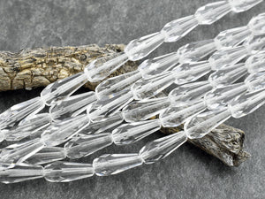 Czech Glass Beads - Teardrop Beads - Tear Drop Beads - Fire Polished Beads - Crystal  Clear - 10pcs - 20x8mm - (B276)
