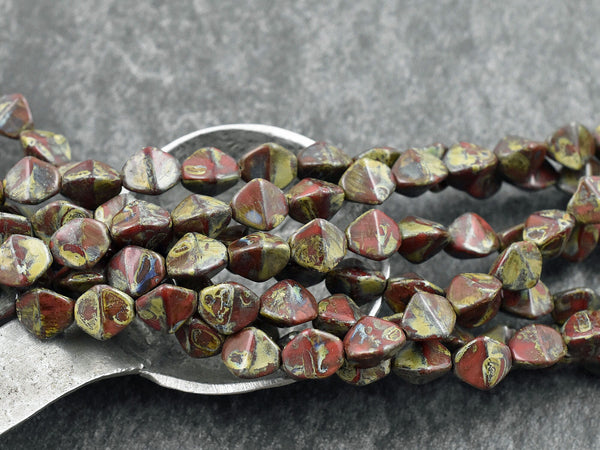 Czech Glass Beads - Pinch Beads - Picasso Beads - Large Czech Beads - 8mm - 25pcs (B248)