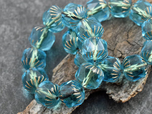 Czech Glass Beads - Picasso Beads - Fire Polished Beads -  Chunky Beads - Center Cut - 10pcs - 10mm - (B246)