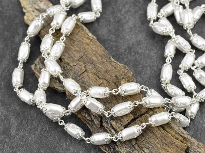 Pearl Chain - Wedding Jewelry - Czech Pearl Chain - Beaded Chain - Czech Glass Pearls - Sold by the foot - (CH24)