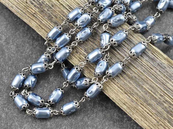 Pearl Chain - Pearl Beads - Czech Pearl Chain - Beaded Chain - Czech Glass Pearls - Sold by the foot - (CH7-A)