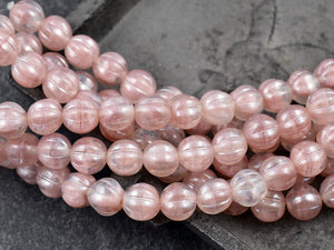 Melon Beads - Czech Glass Beads - Round Beads - Pink Beads - 8mm - 16pcs - (A361)