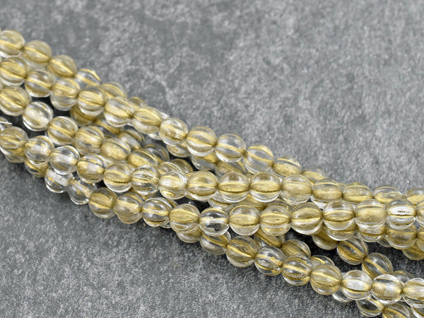 Melon Beads - Czech Glass Beads - Round Beads - Clear Beads - 6mm - 25pcs - (1315)