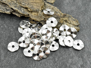 Metal Beads - Washer Beads - Silver Beads - Silver Spacers - Spacer Beads - 50pcs - 9x1mm - (4852)