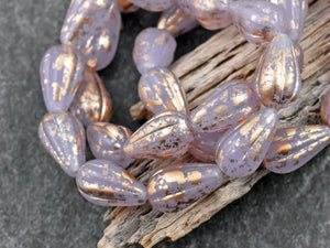 Czech Glass Beads - Melon Beads - Teardrop Beads - Picasso Beads - Drop Beads - 10pcs - 13x8mm - (387)