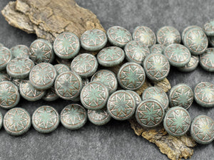 Picasso Beads - Czech Glass Beads - Ishtar Beads - Coin Beads - Goddess Beads - Lentil Beads - 13mm - 6pcs (B430)