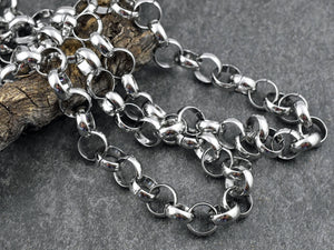 Silver Chain - Rolo Chain - Chain By The Foot - Stainless Steel Chain - 10x4mm - (CH-S05)