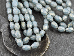 Czech Glass Beads - Picasso Beads - Fire Polish Oval - Fire Polished Beads - Oval Beads - 5x7mm - 20pcs (4170)