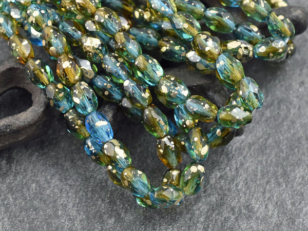 Czech Glass Beads - Faceted Beads - Fire Polished Beads - Oval Beads - 5x7mm - 20pcs (649)