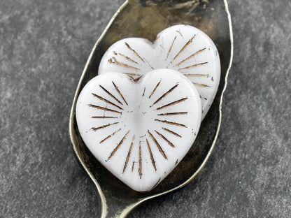 Heart Beads - Czech Glass Beads - Heart Pendant - Heart Focal Bead - 22mm - 4pcs - (5123)