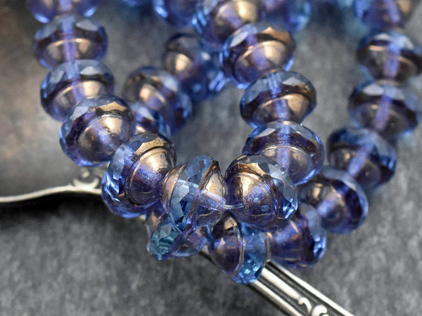 Czech Glass Beads - Saturn Beads - Picasso Beads - Planet Beads - 15pcs - 8x10mm - (5541)