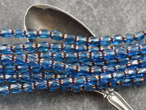 Czech Glass Beads - Fire Polished Beads - Oval Beads - Picasso Beads - 4x6mm - 25pcs (2445)
