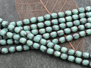 Picasso Beads - Czech Glass Beads - Fire Polished Beads - Oval Beads - 4x6mm - 25pcs (2322)