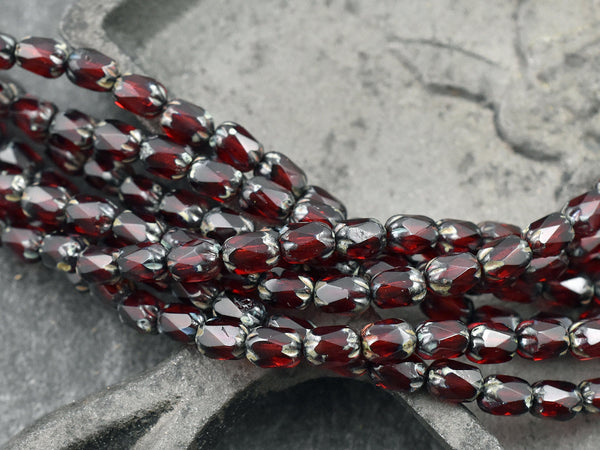 Picasso Beads - Czech Glass Beads - Fire Polished Beads - Oval Beads - 4x6mm - 25pcs (5977)