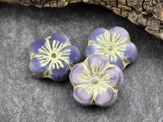 Hibiscus Beads - Picasso Beads - Czech Glass Beads - Flower Beads - Hawaiian Flower Beads - Czech Flowers - 21mm - (989)
