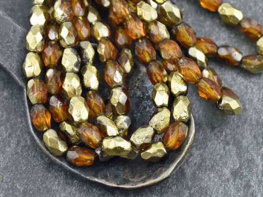 Czech Glass Beads - Fire Polished Beads - Oval Beads - 5x7mm - 20pcs (4660)