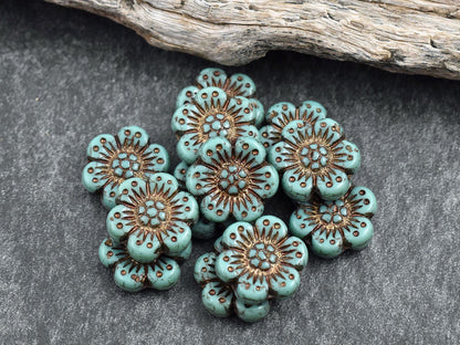 Czech Glass Beads - Flower Beads - Floral Beads - Wildflower Beads - Czech Glass Flowers - 14mm - 12pcs - (A572)