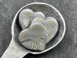 Heart Beads - Czech Glass Beads - Heart Pendant - Heart Focal Bead - 22mm - 4pcs - (B209)