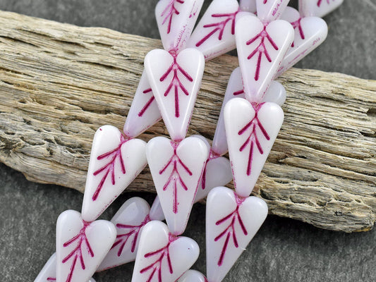 Heart Beads - Czech Glass Beads - Picasso Beads - Valentines Beads - Heart Charm - 17x11mm - 8pcs (B642)