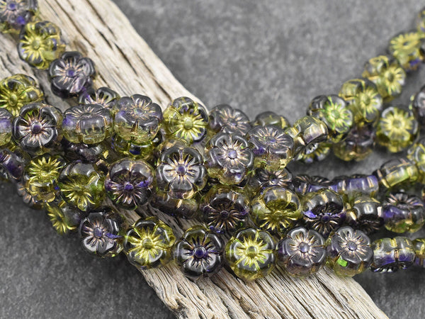 Czech Flower Beads - Czech Glass Beads - Hawaiian Flower Beads - 15pcs - 9mm - (6053)