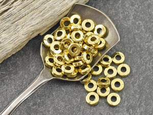 Metal Spacers - Gold Spacer Beads - Gold Beads - Metal Beads - Spacer Beads - 100pcs - 6x2mm - (A284)