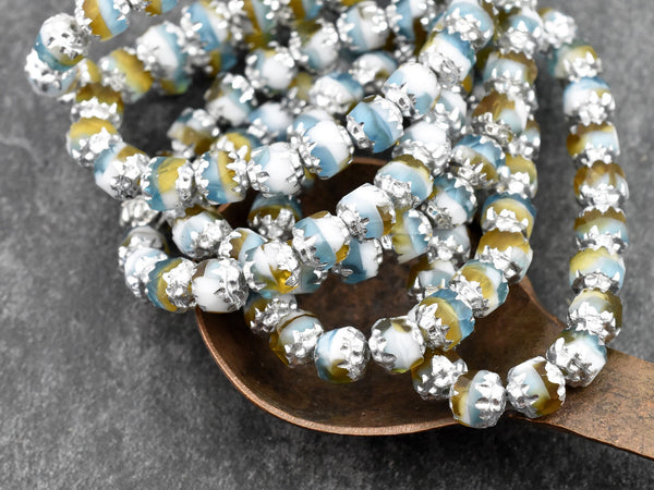 Czech Glass Beads - Cathedral Beads - Picasso Beads - New Czech Beads - Fire Polish Beads - 20pcs - 6mm - (4919)