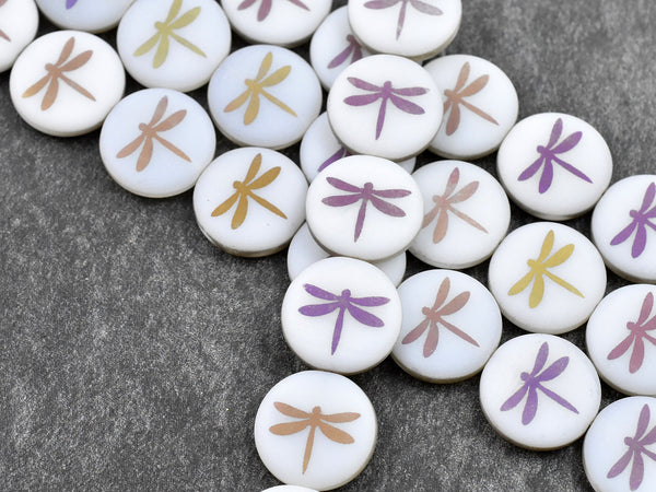 Dragonfly Beads - Czech Glass Beads - Laser Etched Beads - Tattoo Beads - 16mm - 8pcs - (3480)