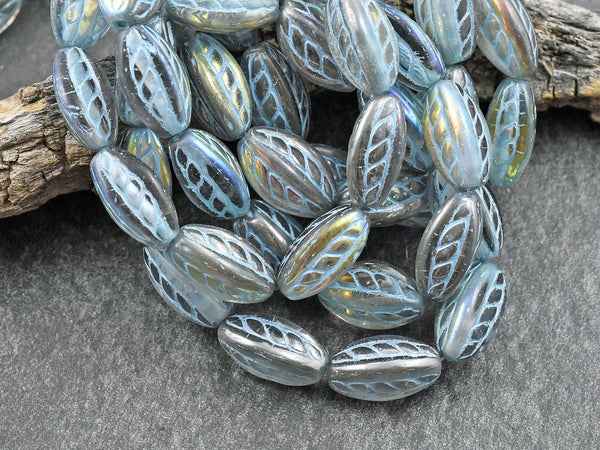 NEW Czech Glass Beads - Oval Beads - Picasso Beads - 15x9mm - (3902)