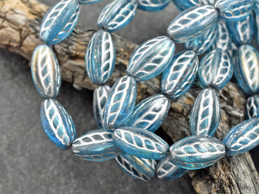 Czech Glass Beads - Oval Beads - Picasso Beads - 15x9mm - (4423)