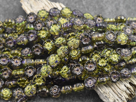 Czech Flower Beads - Czech Glass Beads - Hawaiian Flower Beads - 15pcs - 9mm - (6053)