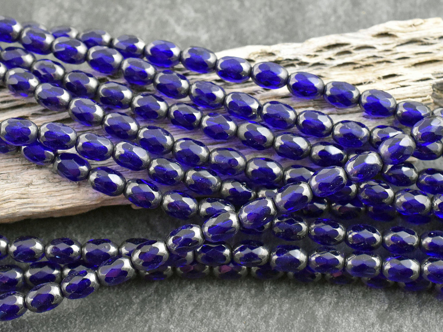 Picasso Beads - Czech Glass Beads - Fire Polished Beads - Oval Beads - 4x6mm - 30pcs (A739)