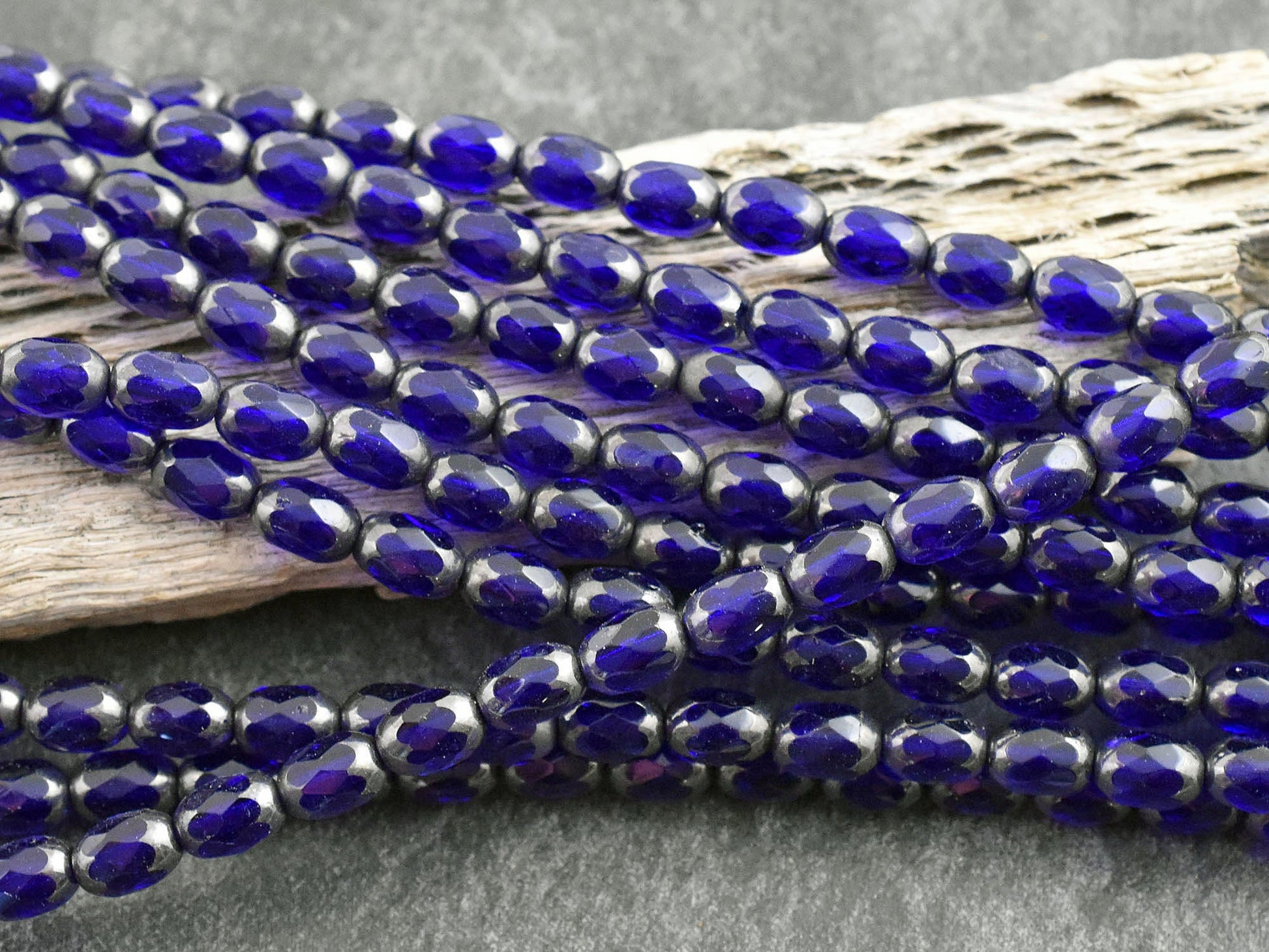 Picasso Beads - Czech Glass Beads - Fire Polished Beads - Oval Beads - 4x6mm - 30pcs (A739)