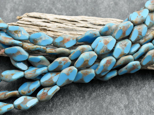 Picasso Beads - Czech Glass Beads - Vintage Czech Glass - Table Cut Beads - 12x8mm - 16pcs - (B31)