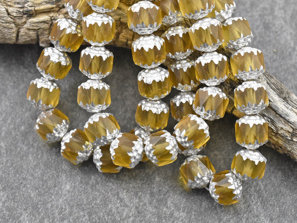 Czech Glass Beads - Cathedral Beads - Picasso Beads - New Czech Beads - Fire Polish Beads - 15pcs - 8mm - (4046)