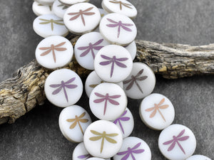 Dragonfly Beads - Czech Glass Beads - Laser Etched Beads - Tattoo Beads - 16mm - 8pcs - (3480)