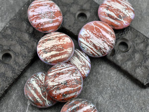 Czech Glass Beads - Focal Beads - 4th of July Beads - Laser Etched Beads - Tattoo Beads - 20mm - 4pcs - (1197)