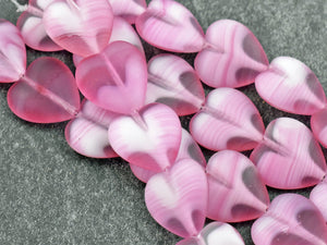 Czech Glass Beads - Picasso Beads - Heart Beads - Valentines Beads - 16mm- 6pcs - (2076)