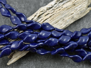 Czech Glass Beads - Navy Blue Beads - Patriotic Beads - Vintage Czech Beads - 13x8mm - 16pcs - (4898)