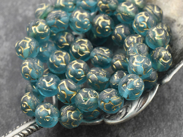 Czech Glass Beads - Flower Beads - Round Beads - Rose Beads - Picasso Beads - New Czech Beads - 10mm - 15pcs - (1680)