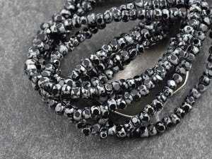 Czech Glass Beads - Trica Beads - Seed Beads - Czech Picasso Beads - Black Seed Beads - Size 6 Beads  - 50pcs - (1831)