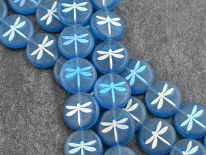 Czech Glass Beads - Laser Etched Beads - Dragonfly Beads - Tattoo Beads - 16mm - 8pcs - (A573)