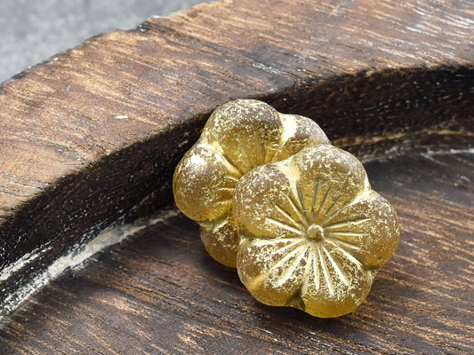 Hibiscus Beads - Czech Glass Beads - Flower Beads - Hawaiian Flower Beads - Picasso Beads - 2pcs - 21mm - (1577)